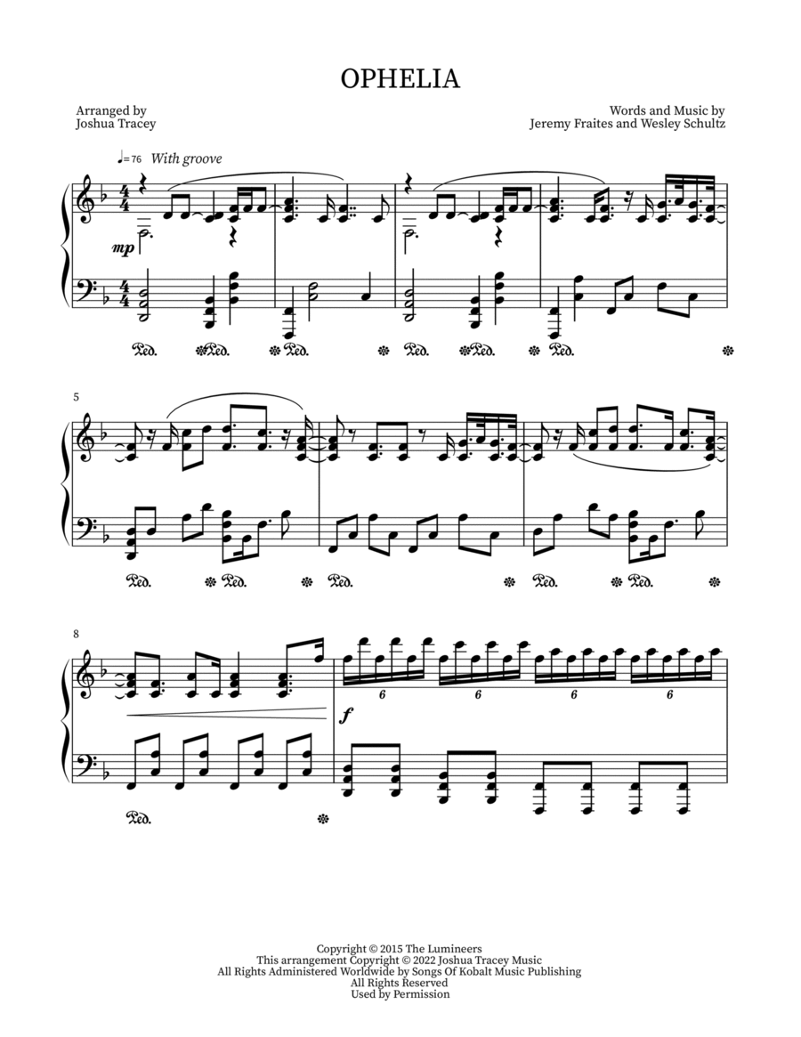 Ophelia Piano Solo scores gallery preview page 1