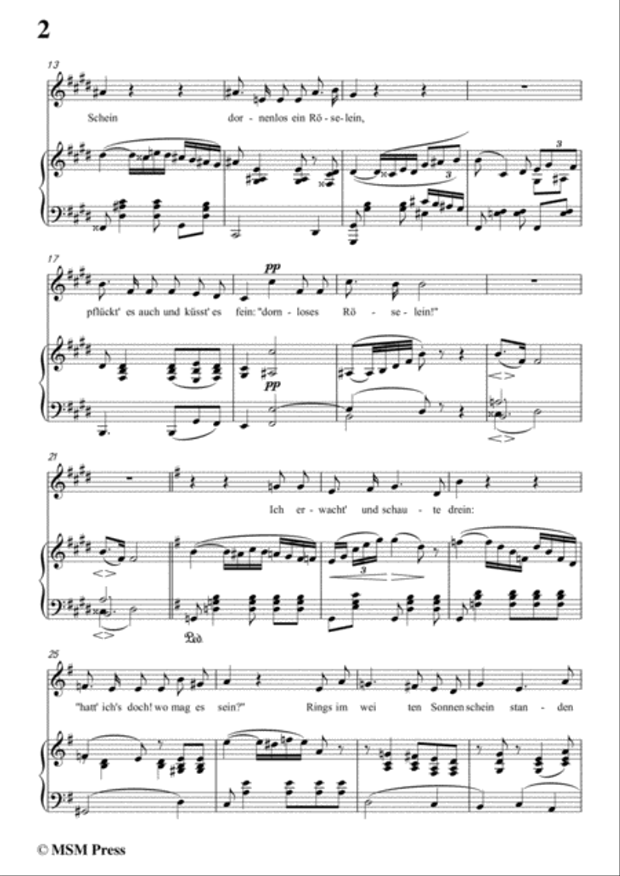Schumann-Röselein,Röselein,in E Major,for Voice and Piano Voice Solo scores gallery preview page 4