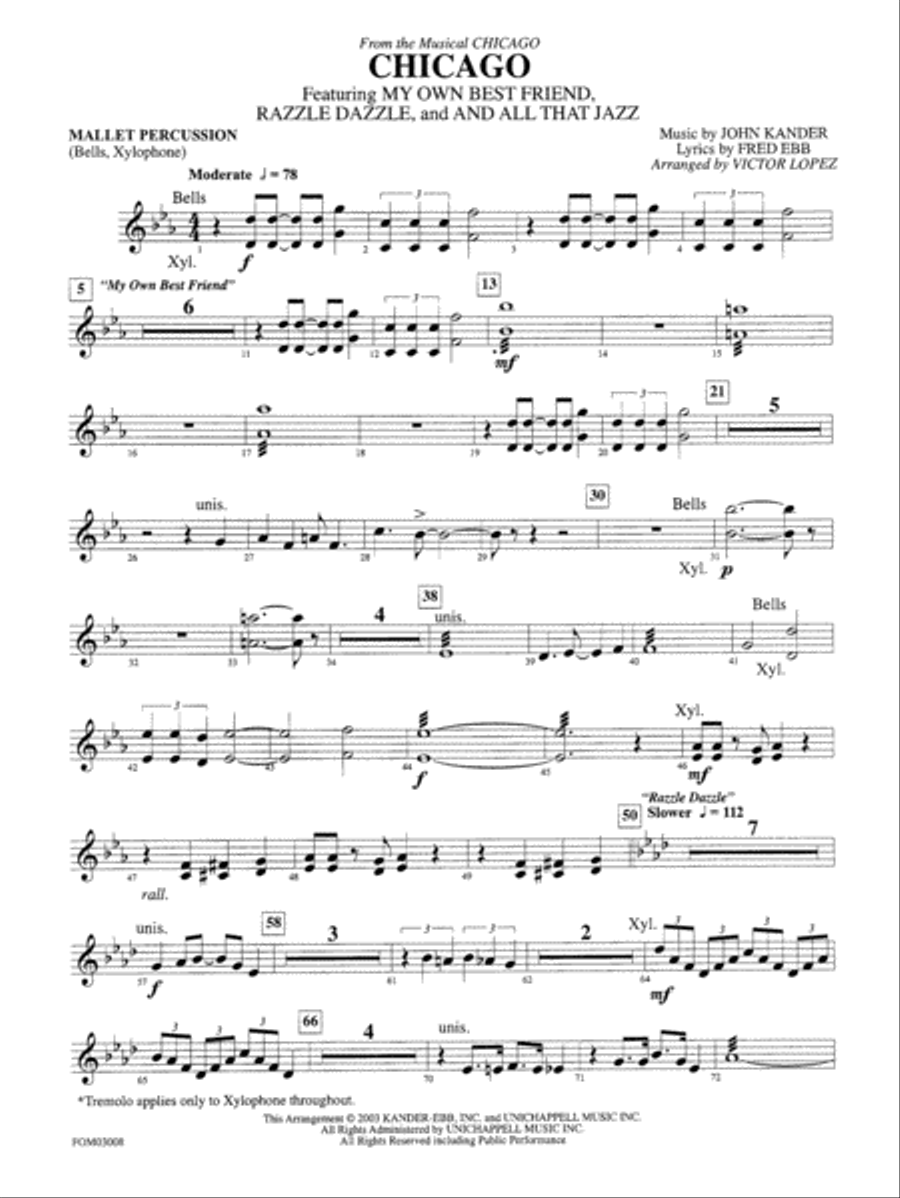 Chicago (from the musical Chicago): Mallets Full Orchestra scores gallery preview page 1