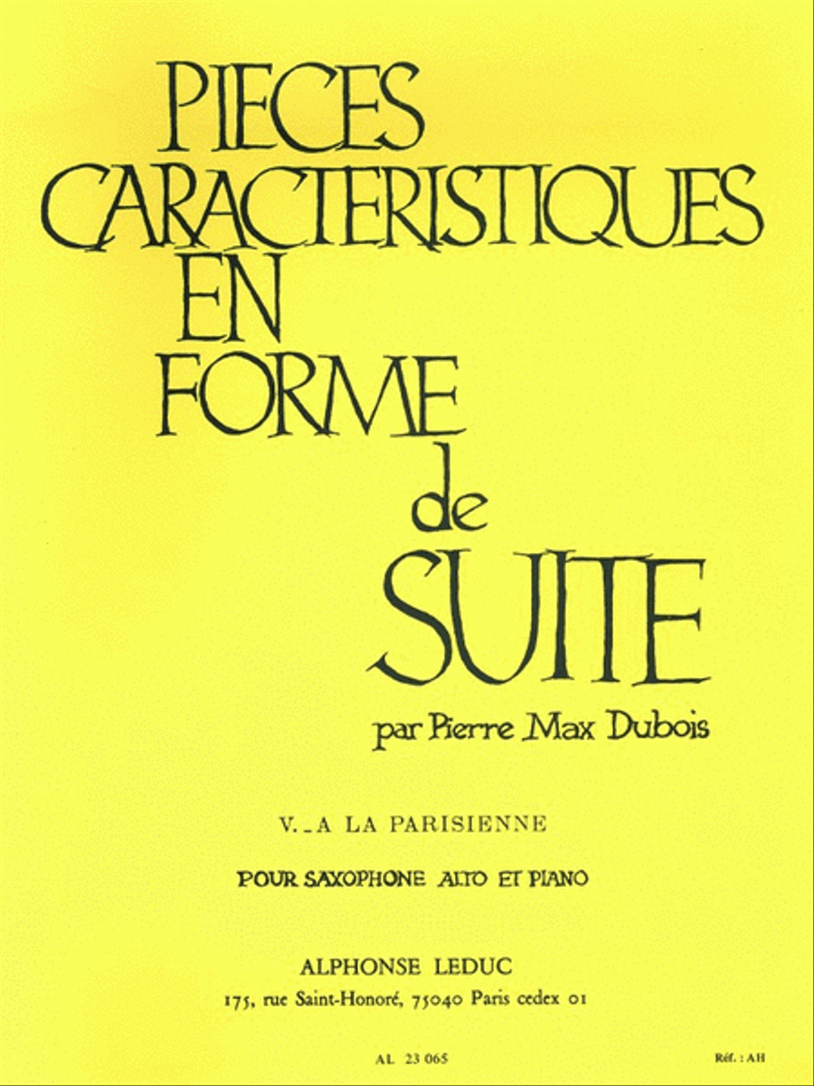 Pieces Caracteristiques en Forme de Suite - A La Parisienne Alto Saxophone scores gallery preview page 1