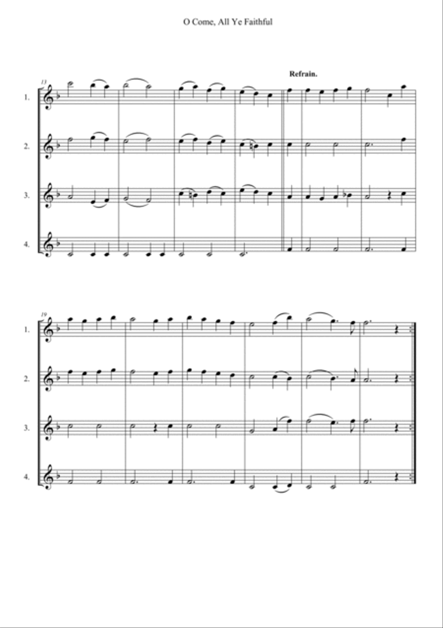 O Come, All Ye Faithful Woodwind Quartet scores gallery preview page 2