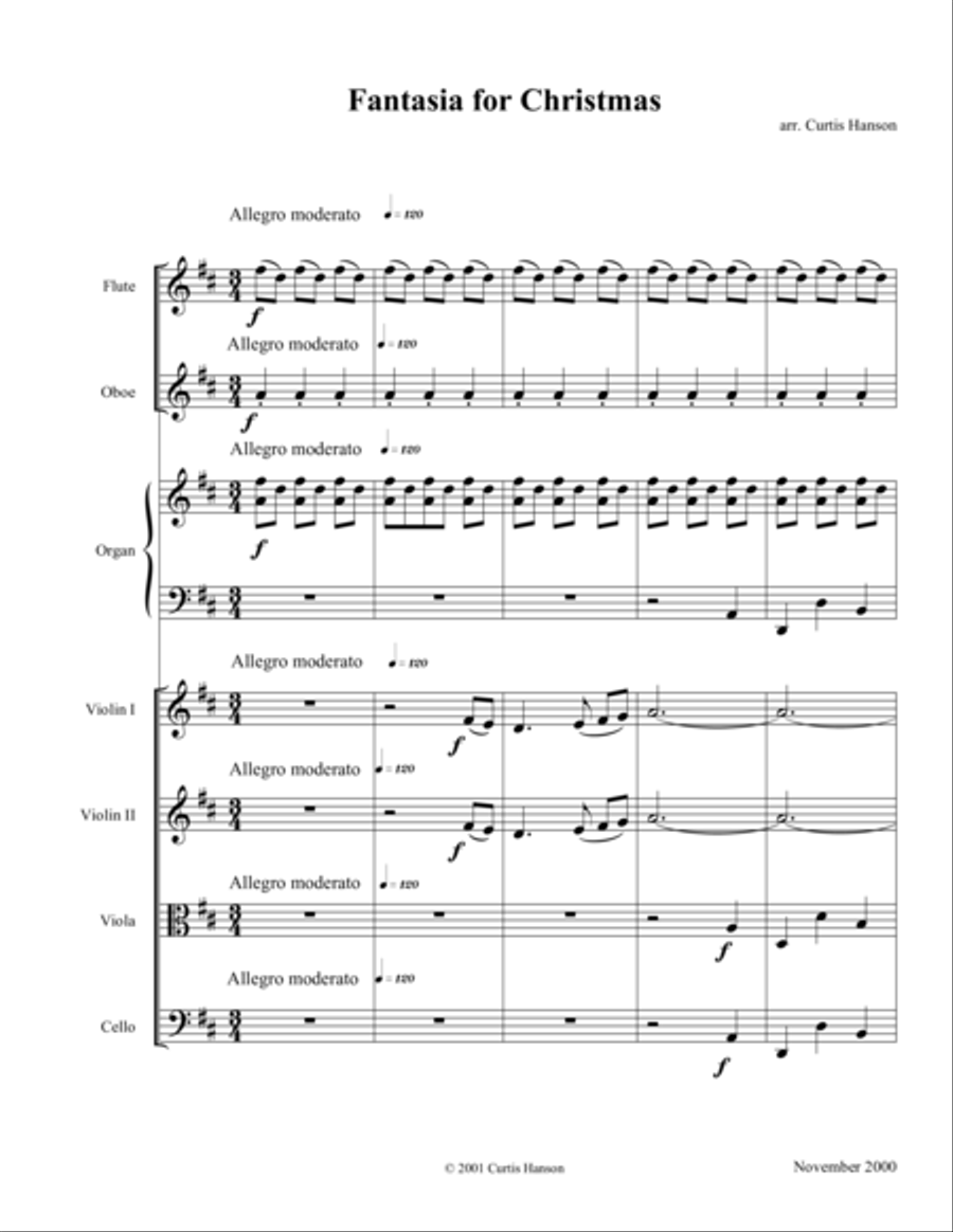 Fantasia for Christmas (chamber orchestra) Chamber Orchestra scores gallery preview page 1
