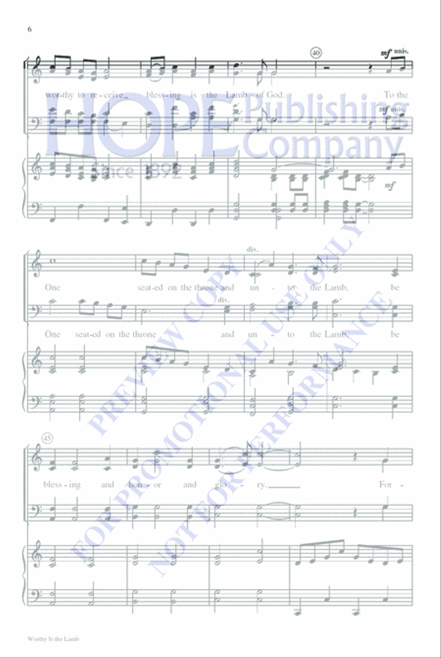 Worthy Is the Lamb Worthy Is the Lamb 4-Part scores gallery preview page 6