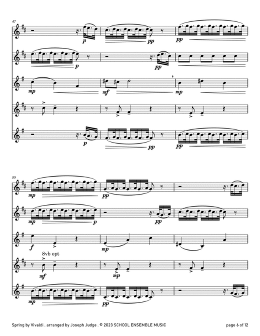 Spring by Vivaldi for Saxophone Quartet in Schools image number null
