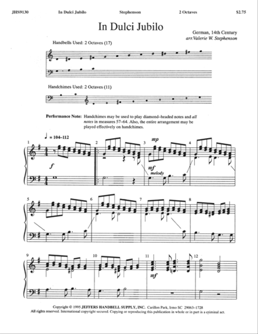 In Dulci Jubilo 2-Octaves scores gallery preview page 1