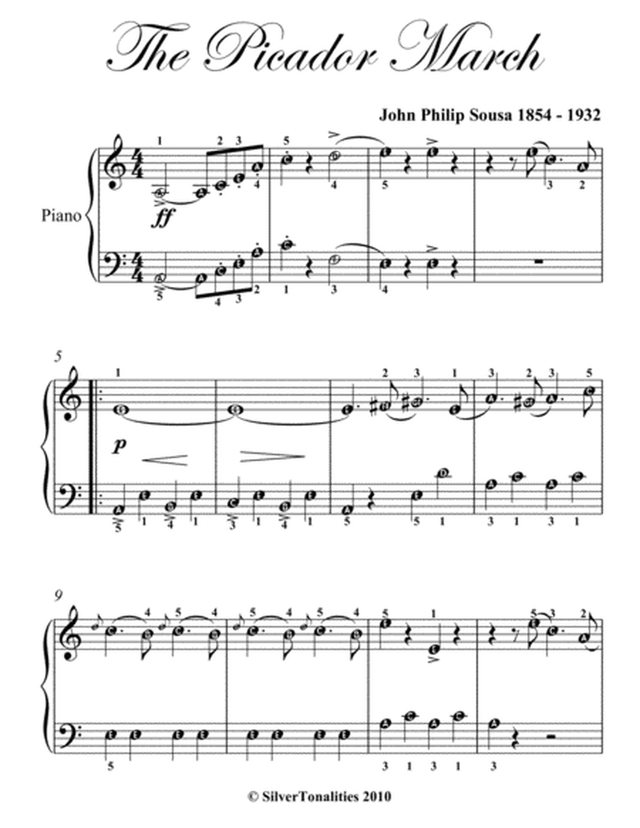 The Picador March Easy Piano Sheet Music