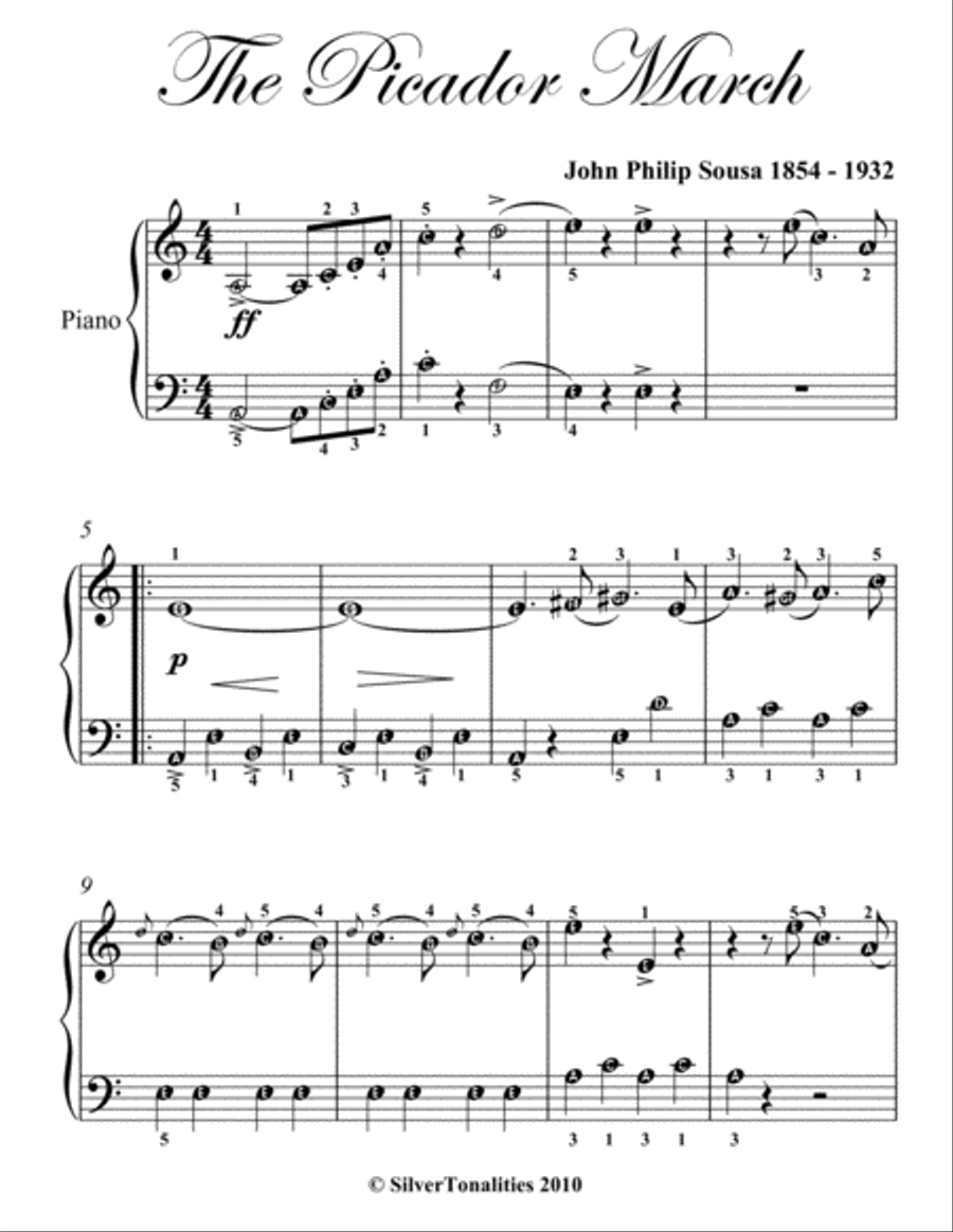 The Picador March Easy Piano Sheet Music