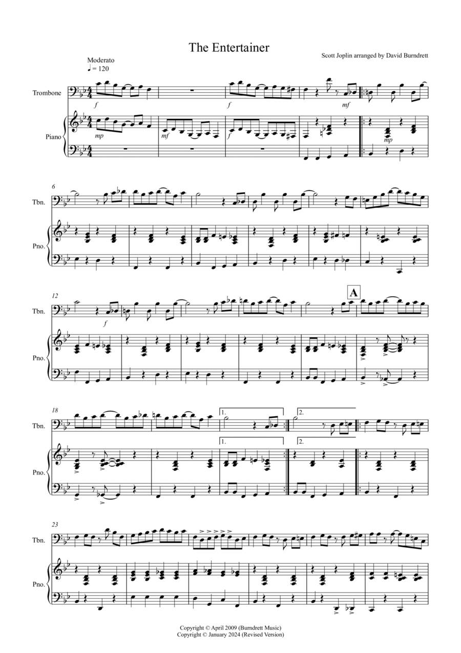 The Entertainer for Trombone and Piano Piano scores gallery preview page 1