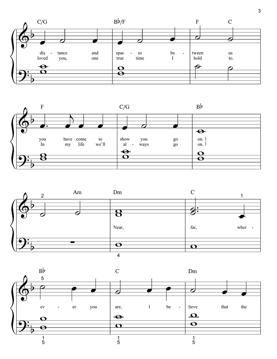 My Heart Will Go On (Love Theme from Titanic) Easy Piano scores gallery preview page 2