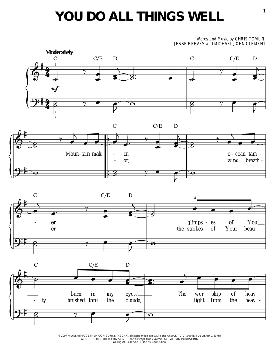 You Do All Things Well You Do All Things Well Easy Piano scores gallery preview page 1