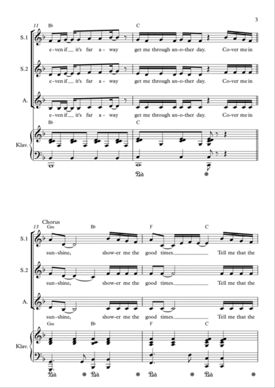 Cover Me In Sunshine SSA scores gallery preview page 3