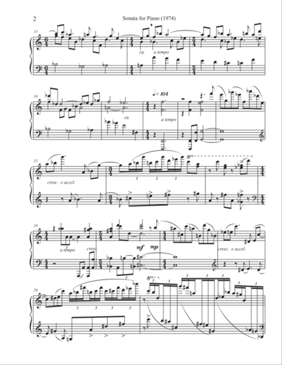 Sonata for Piano (1974) Sonata for Piano (1974) Piano Solo scores gallery preview page 2