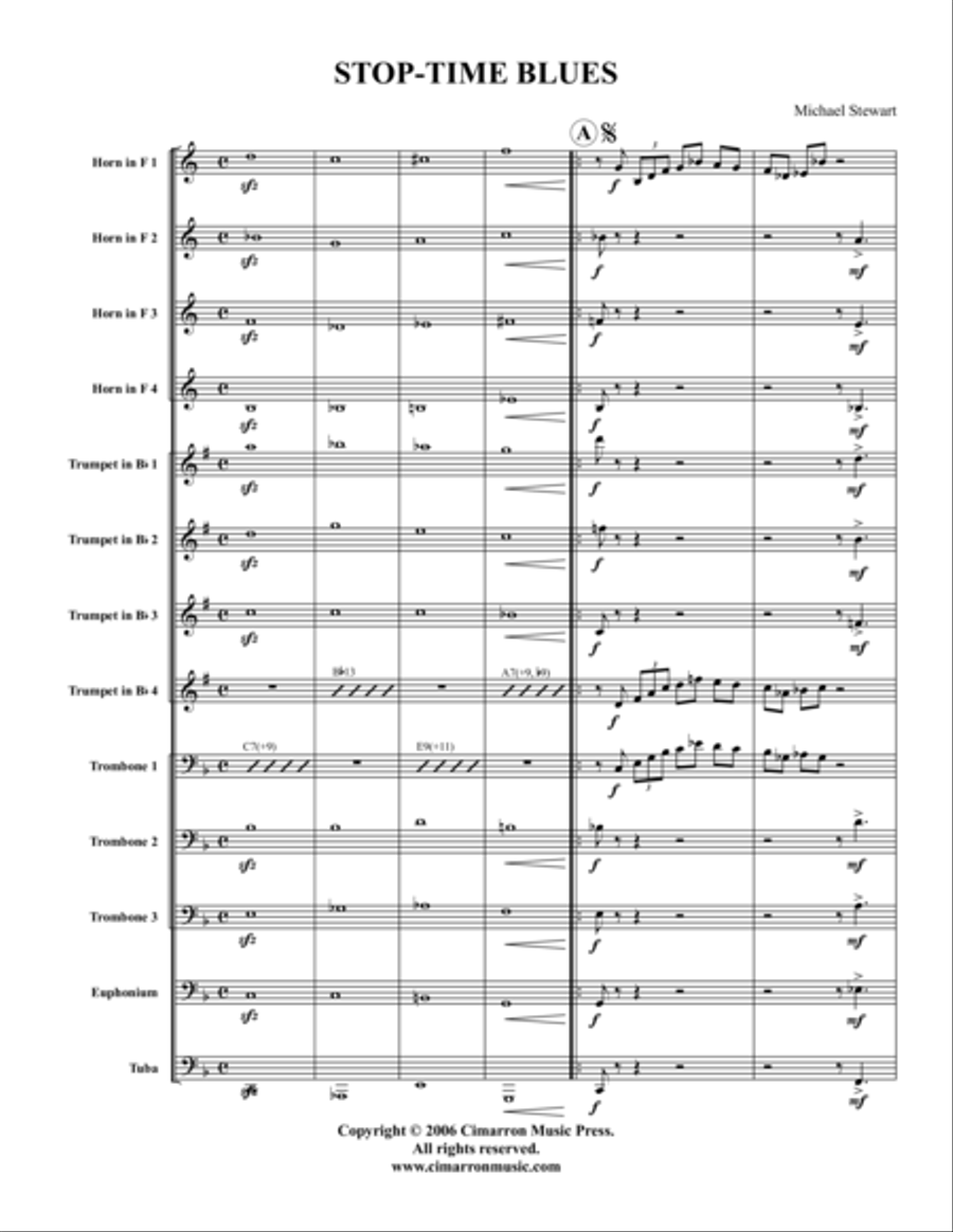 Stop-Time Blues Brass Ensemble scores gallery preview page 1