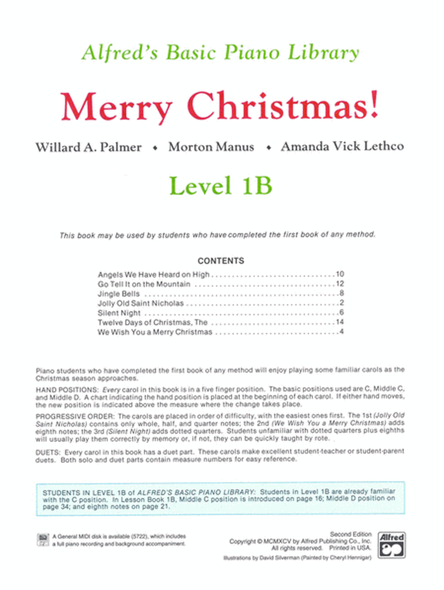 Alfred's Basic Piano Course Merry Christmas!, Level 1B