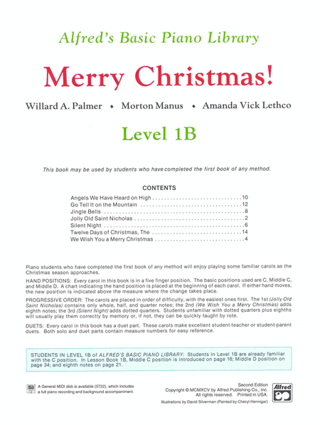 Alfred's Basic Piano Course Merry Christmas!, Level 1B