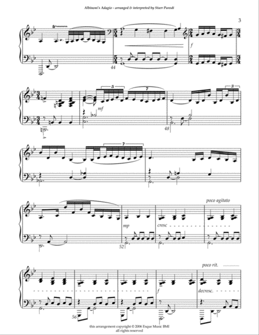 Starr Parodi - piano Improvisation of Albinoni's Adagio in Gmin Piano Solo scores gallery preview page 4