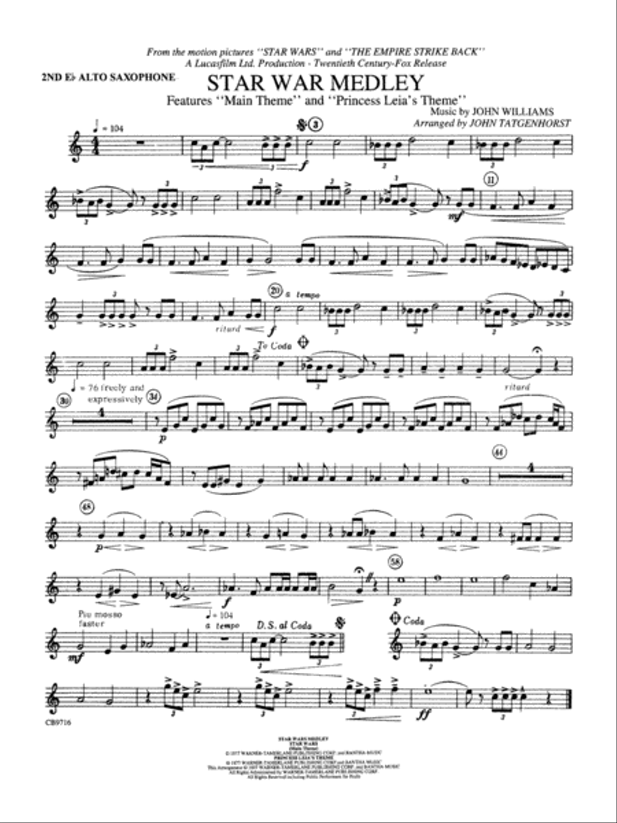 Star wars alto sax sheet music new arrivals