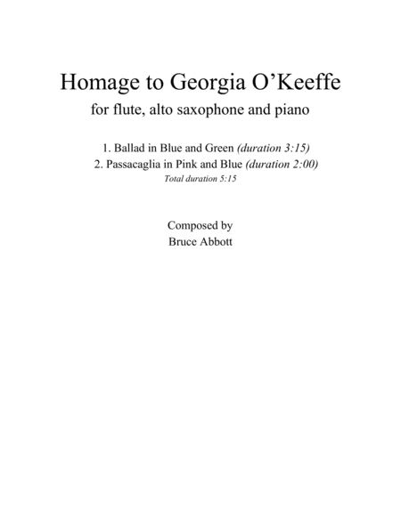 Homage to Georgia O'Keeffe (Flute, Alto Saxophone & Piano) image number null
