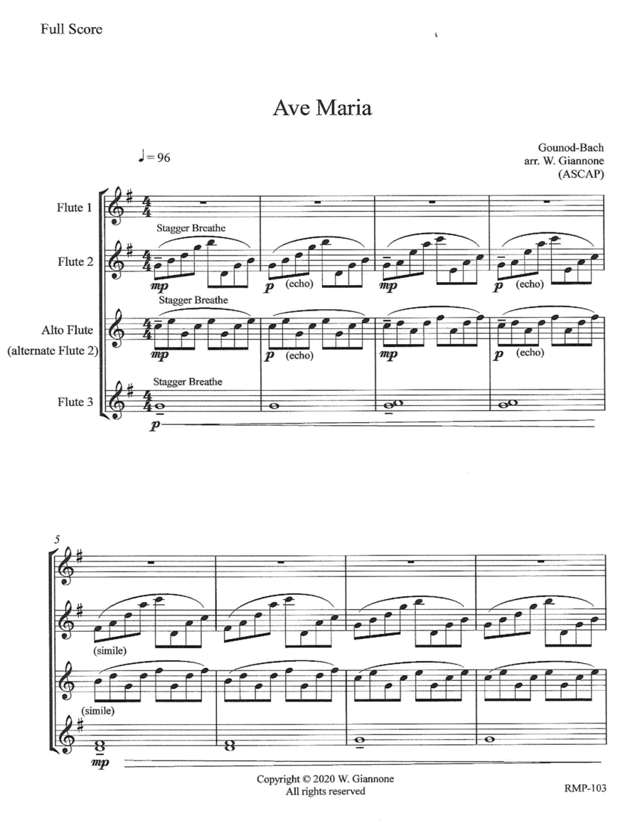 Gounod-Bach - Ave Maria for 3 flutes image number null