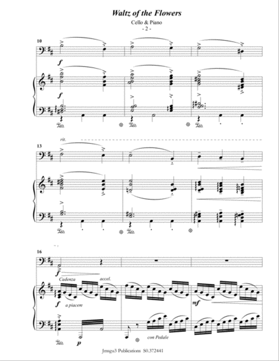 Tchaikovsky: Waltz of the Flowers from Nutcracker Suite for Cello & Piano Piano scores gallery preview page 3