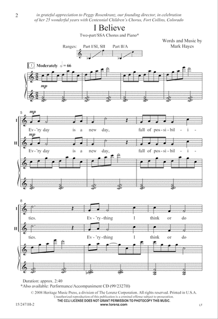 I Believe SSA scores gallery preview page 3
