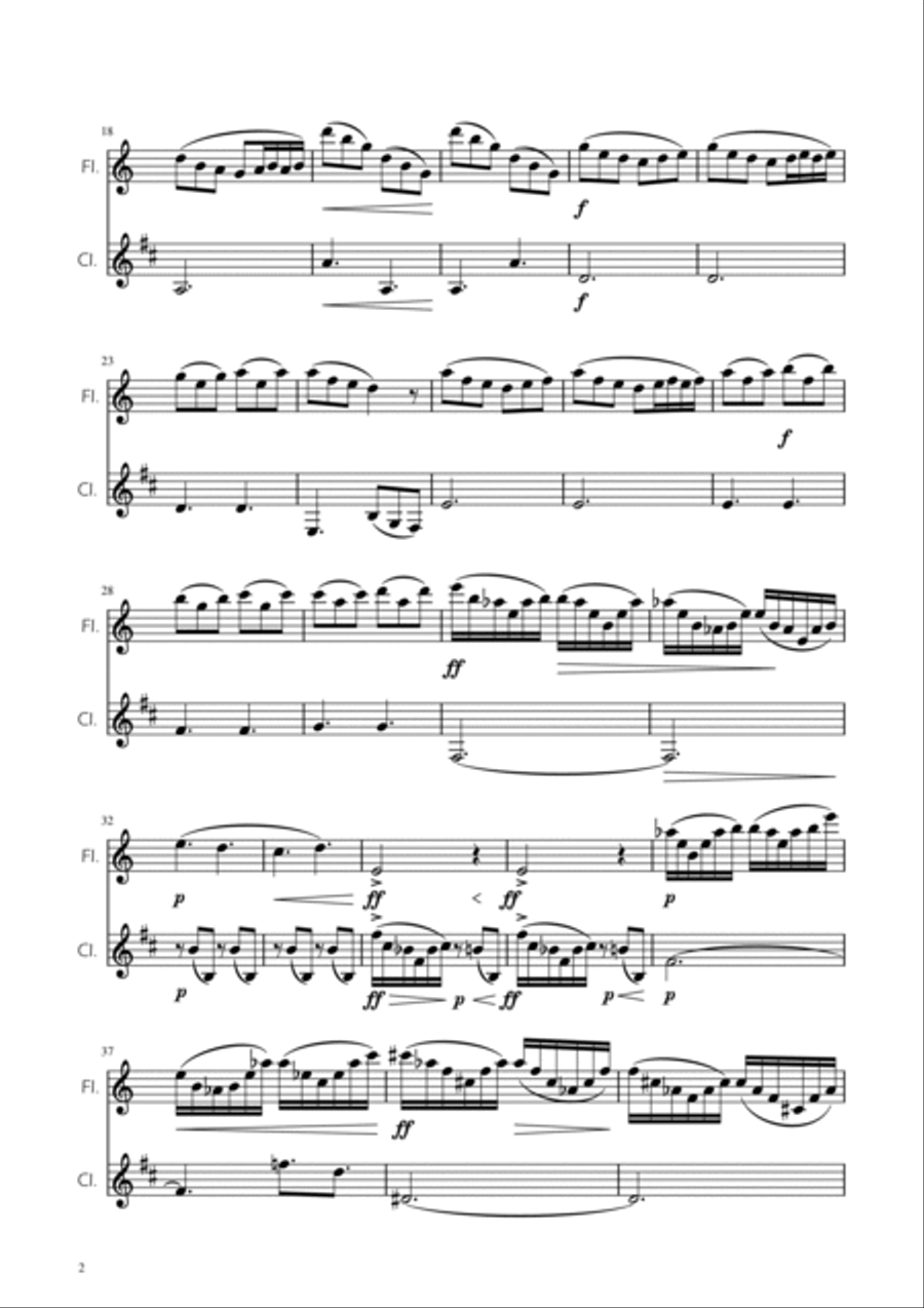 Morning Mood - Flute and Clarinet Duet Woodwind Duet scores gallery preview page 2