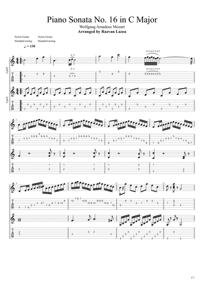 Book cover for Mozart - Piano Sonata No. 16 in C Major - Guitar Duet
