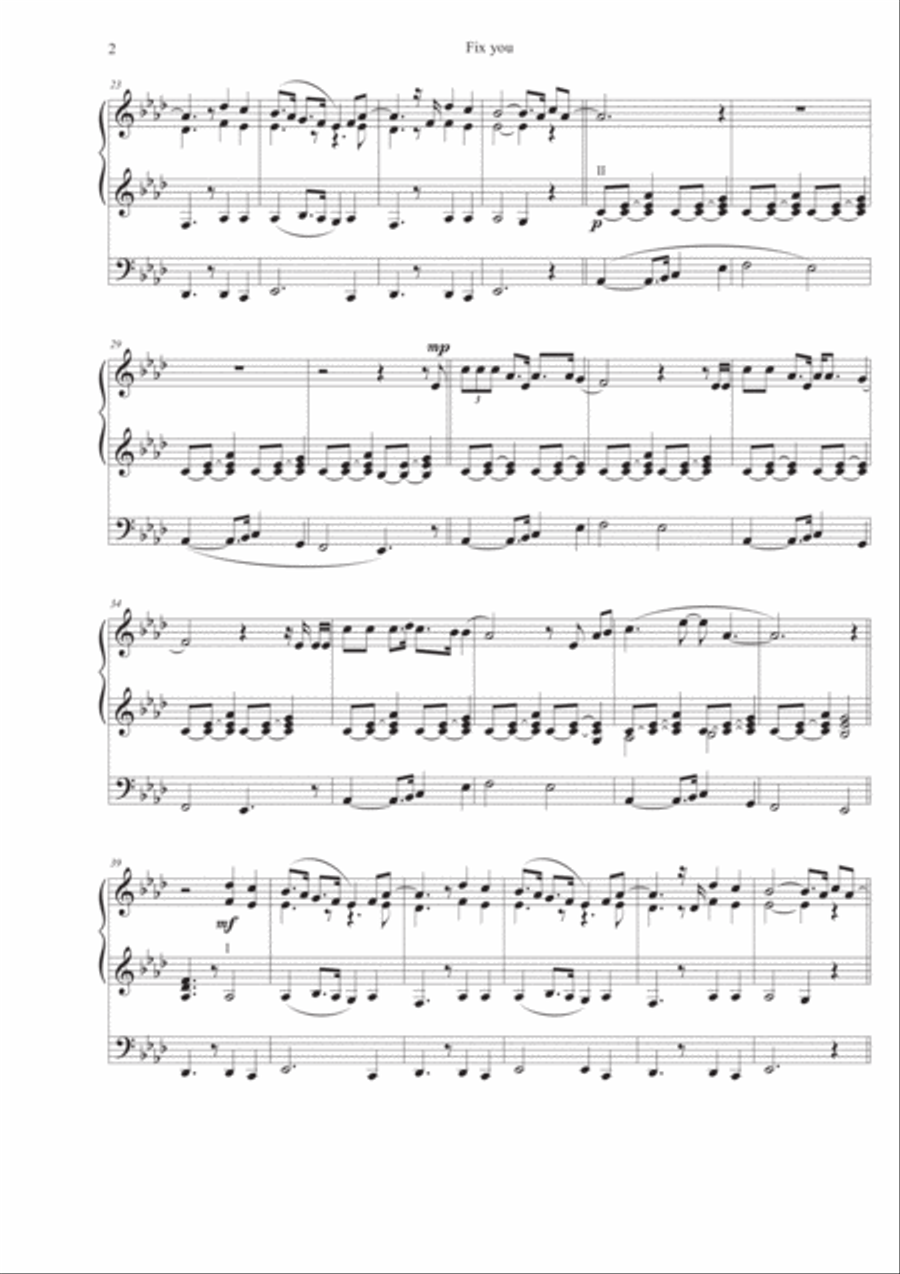 Fix You Organ Solo scores gallery preview page 2