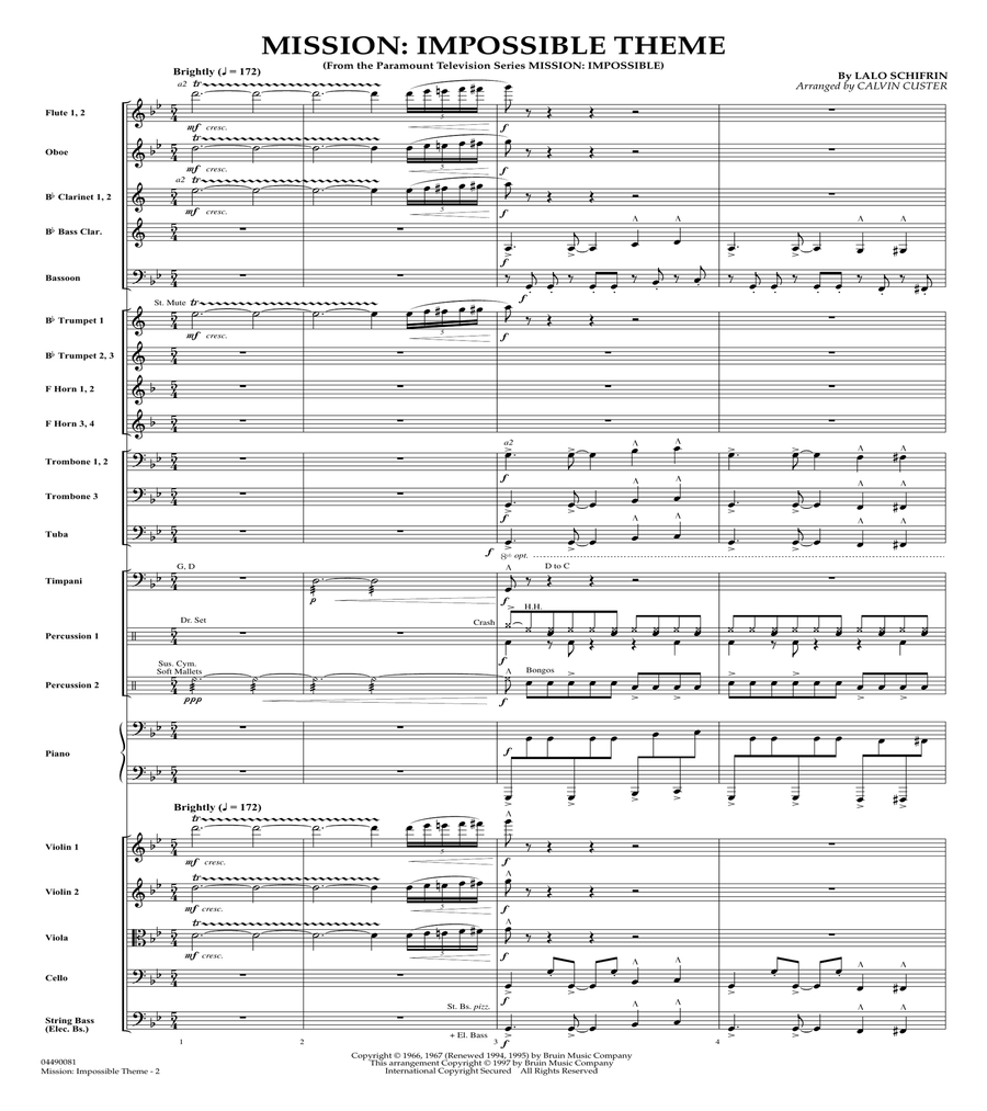 Mission: Impossible Theme (arr. Calvin Custer) - Full Score