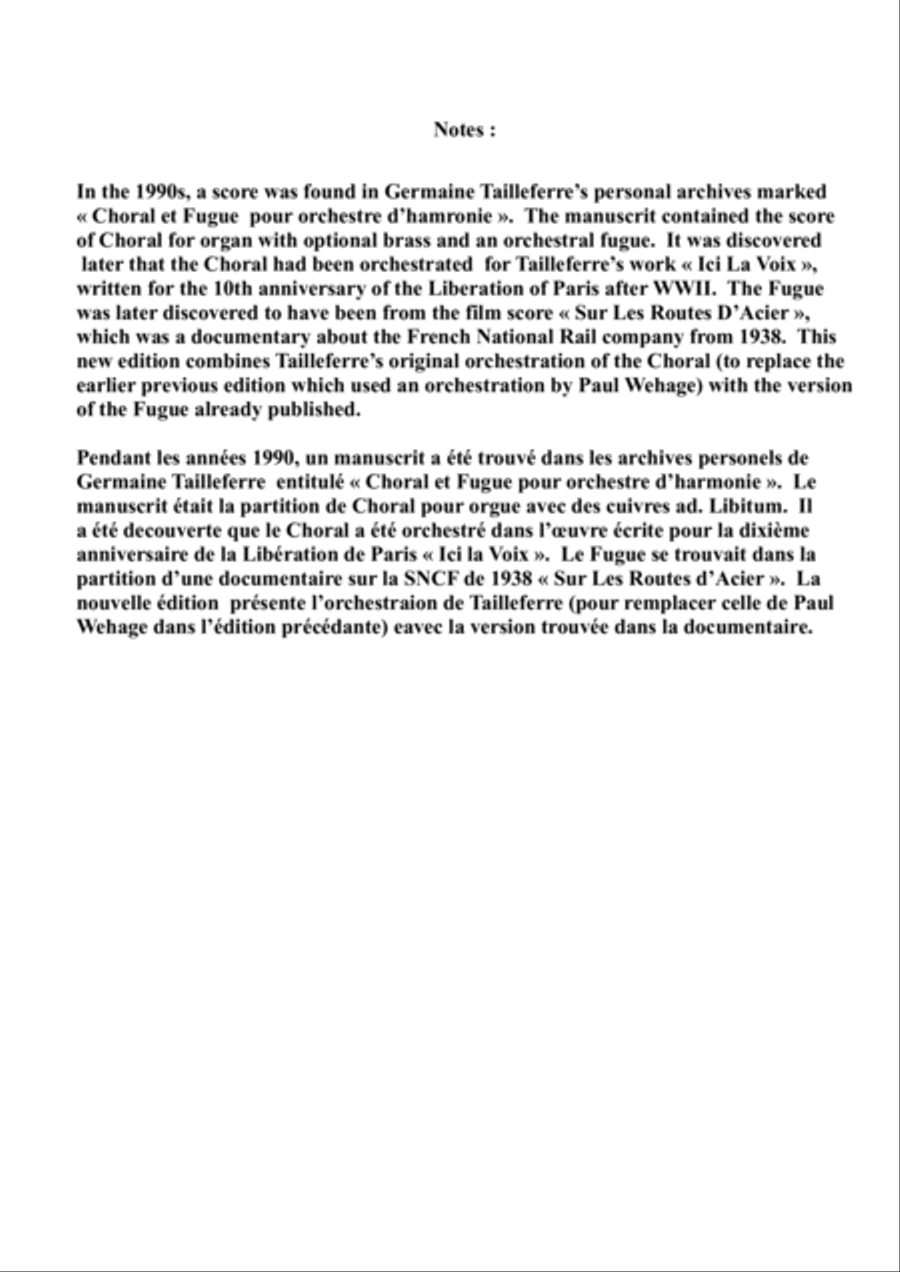 Germaine Tailleferre : Choral et Fugue for orchestra : study score - Score Only Full Orchestra scores gallery preview page 3