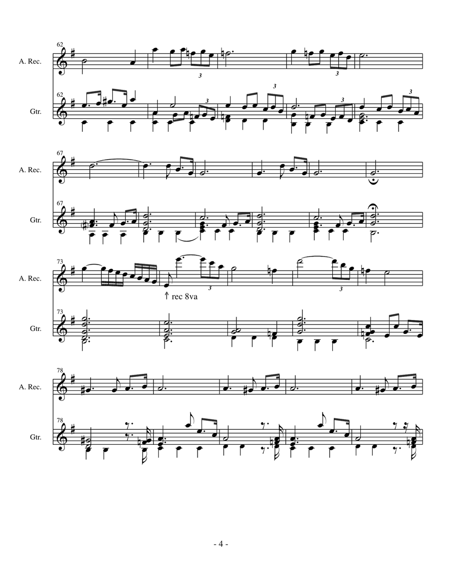 Adagio (Albinoni/Giazotto - arr. Pinno for flute [or alto recorder] and classical guitar) Small Ensemble scores gallery preview page 5