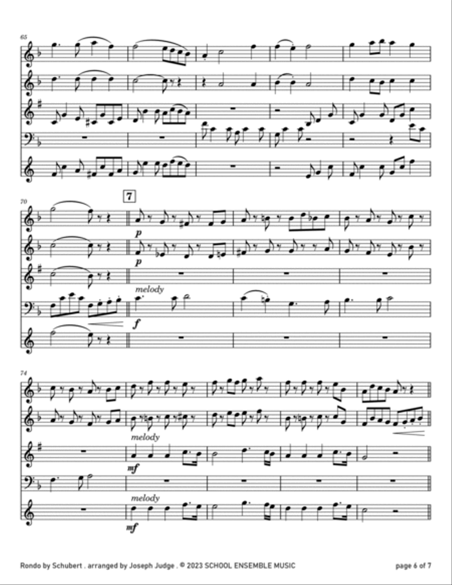 Rondo by Schubert for Woodwind Quartet in Schools Woodwind Quartet scores gallery preview page 6
