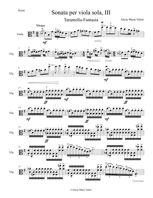 Book cover for Sonata per viola sola, III: Tarantella-Fantasia