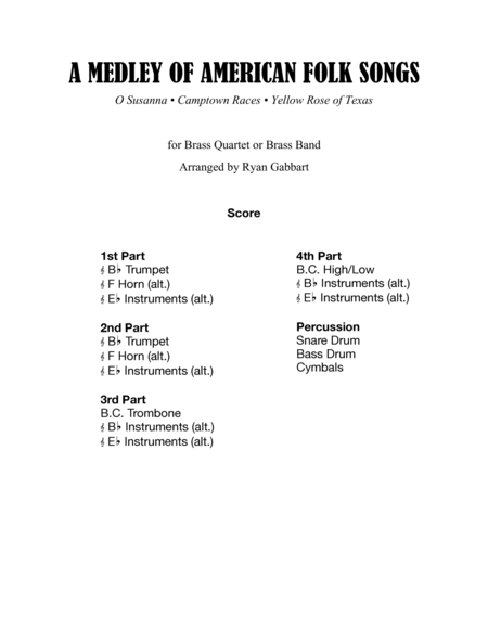 A Medley of American Folk Songs for Brass Band (Beginner Level) image number null