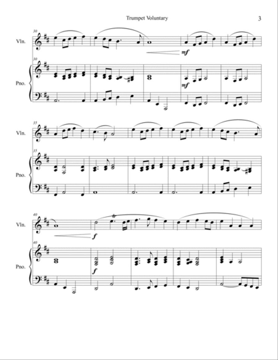 Trumpet Voluntary (Violin Solo) with piano accompaniment Trumpet Voluntary (Violin Solo) with piano accompaniment Trumpet scores gallery preview page 3