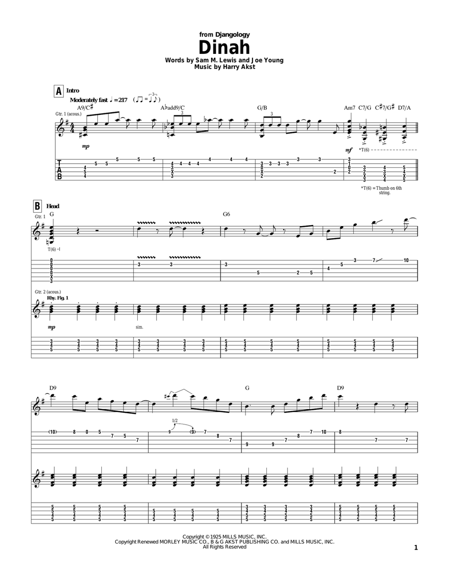 Dinah Dinah Electric Guitar scores gallery preview page 1