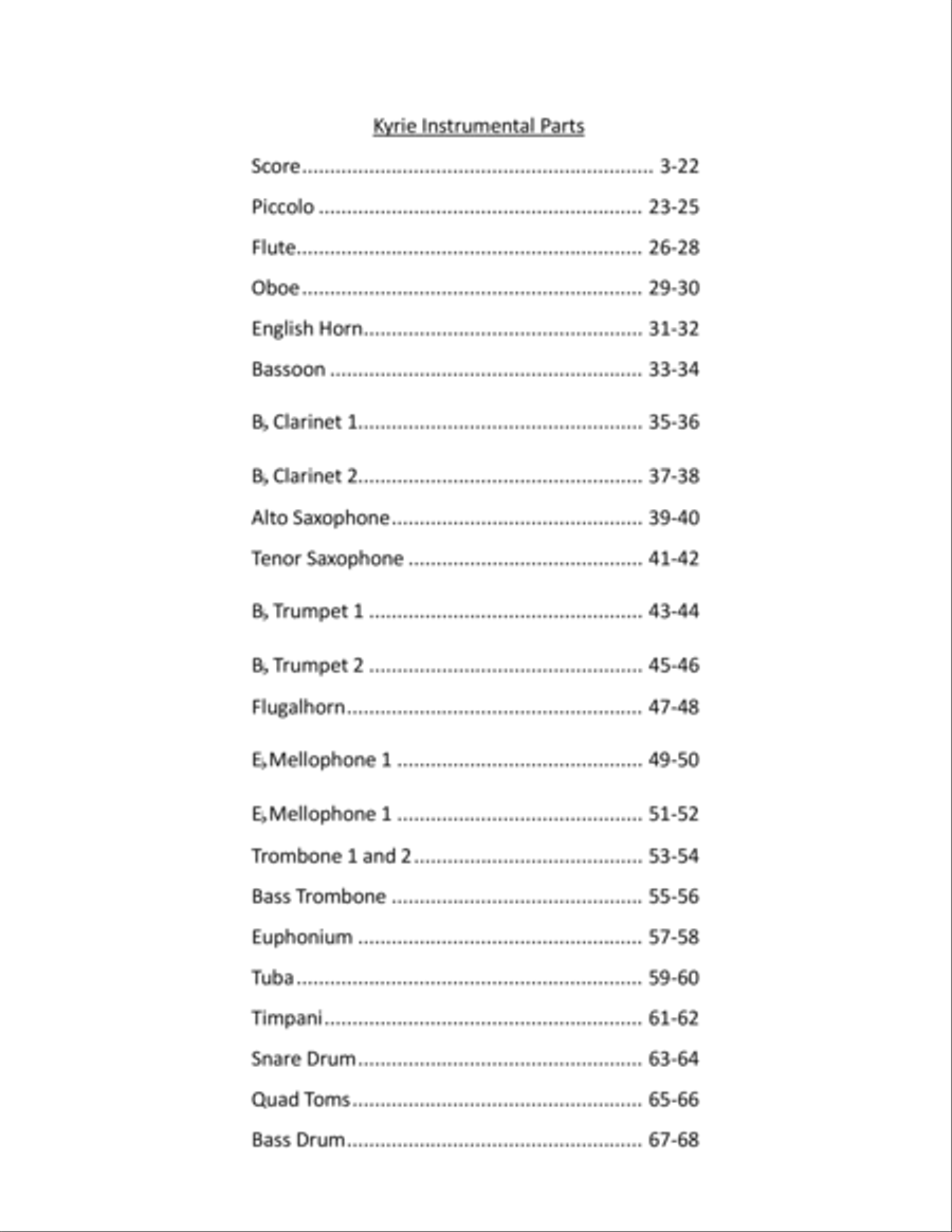 Kyrie (kyrie Eleison) Marching Band scores gallery preview page 2