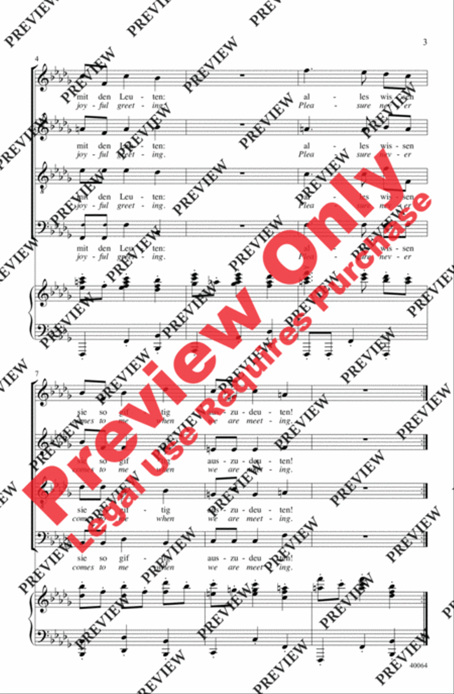 Three Liebeslieder Waltzes (from Liebeslieder Walzer, Opus 52) 4-Part scores gallery preview page 3