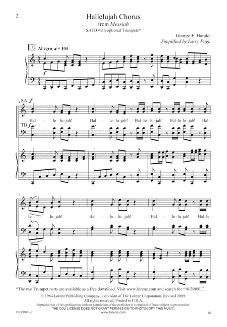 Hallelujah Chorus 4-Part scores gallery preview page 3