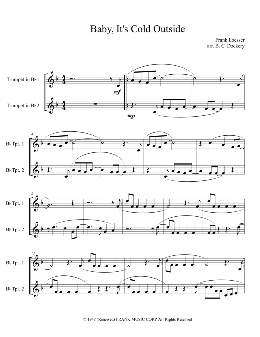 Baby, It's Cold Outside Trumpet Duet scores gallery preview page 1