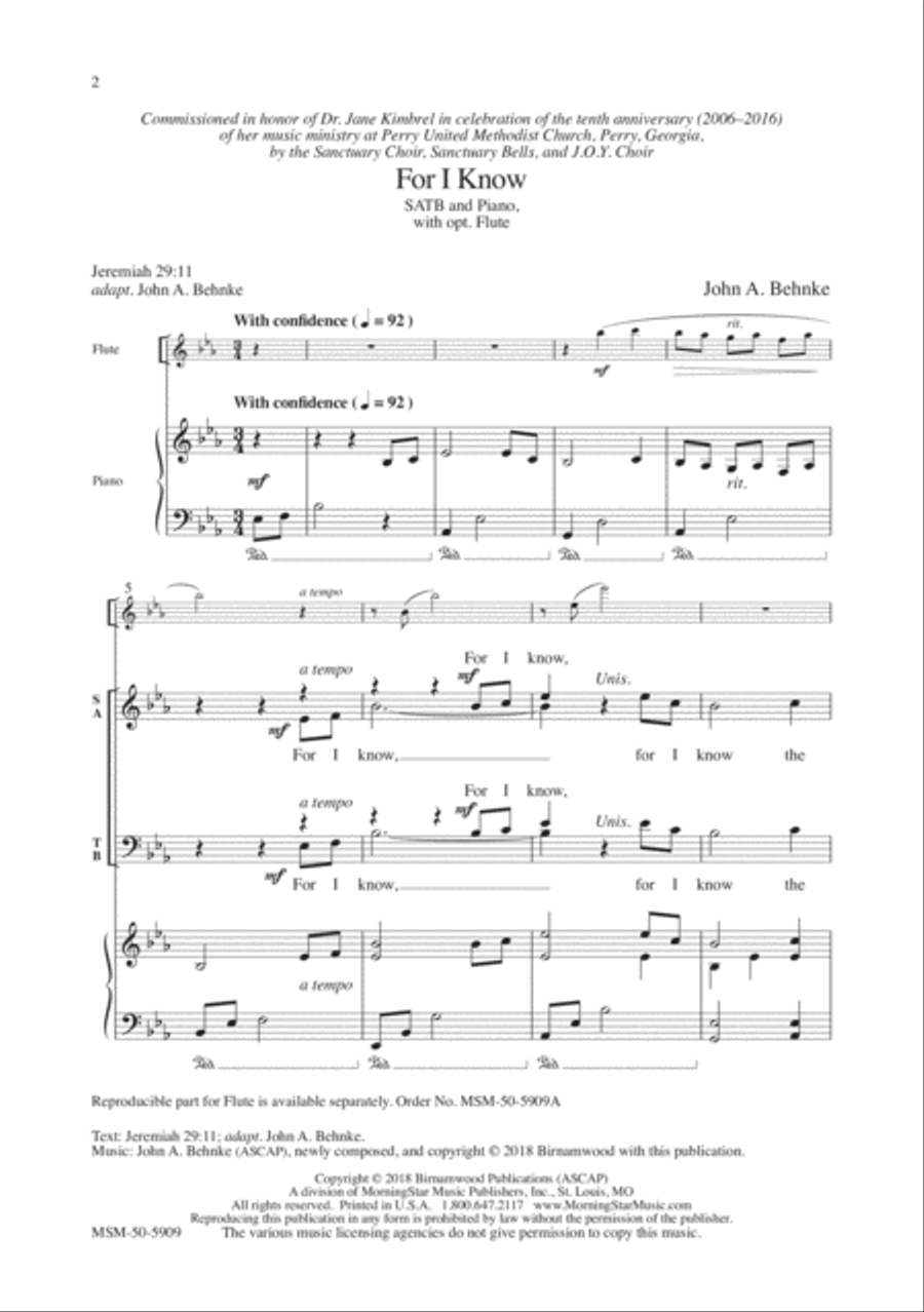 For I Know 4-Part scores gallery preview page 2