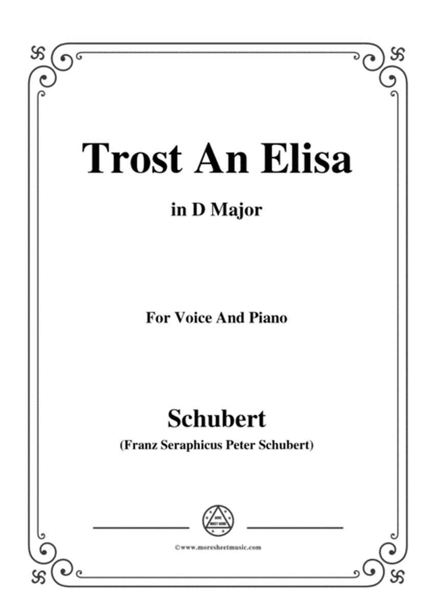 Schubert-Trost An Elisa,in D Major,for Voice&Piano image number null