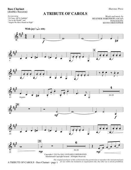 A Tribute of Carols - Bass Clarinet (sub. Bassoon) by Heather Sorenson Choir - Digital Sheet Music