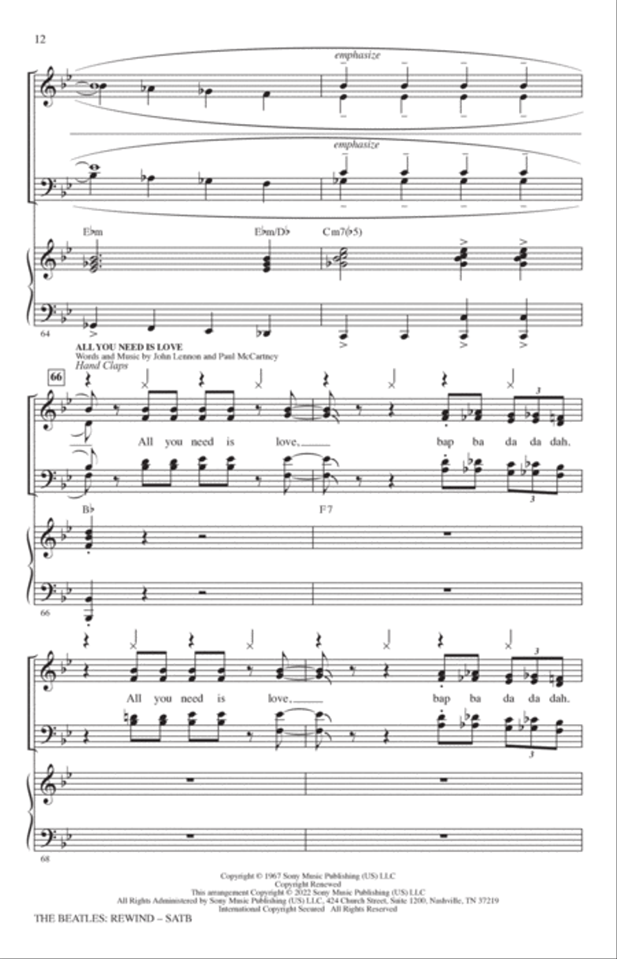 The Beatles: Rewind (Medley) (arr. Mark Brymer) 4-Part scores gallery preview page 11
