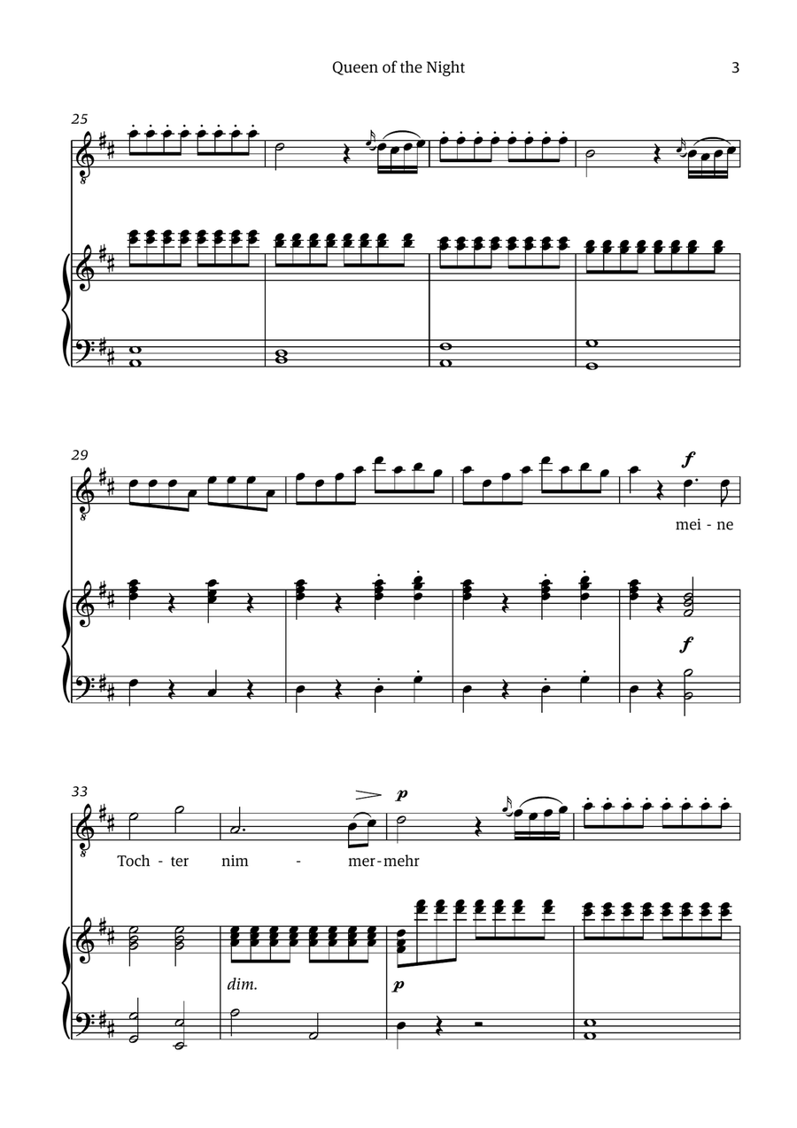 Queen of the Night (aria) - for TENOR in B minor Chamber Music scores gallery preview page 3