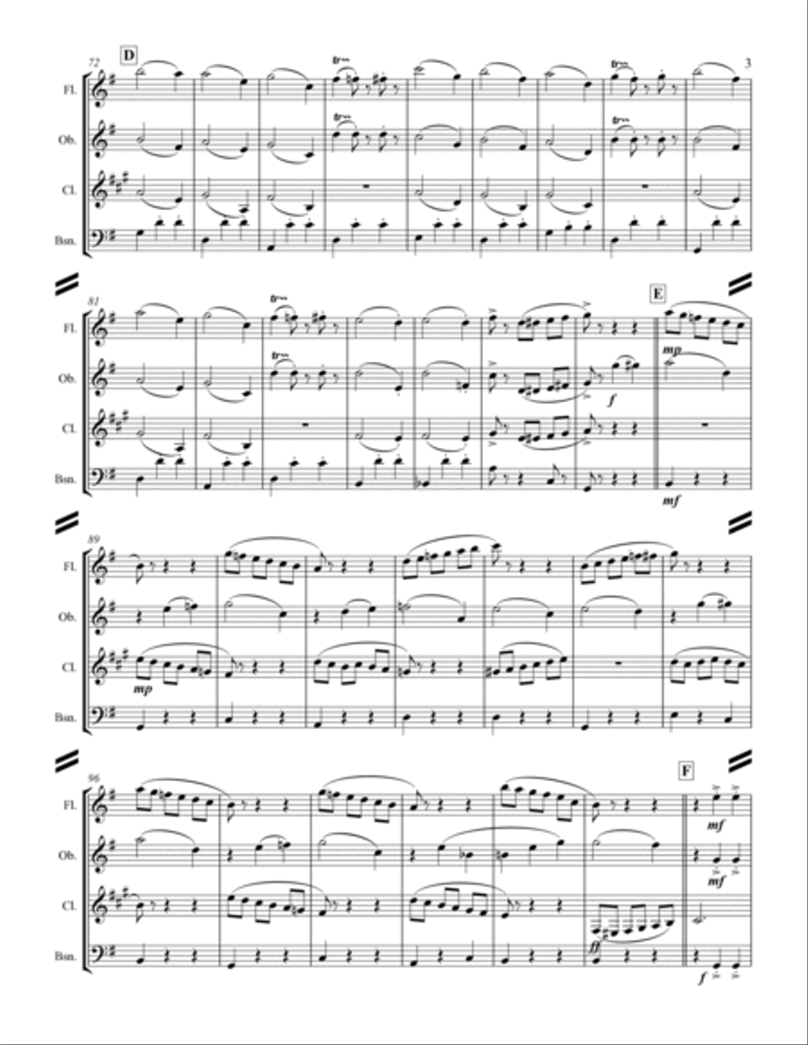 The Nutcracker Suite - 8. Waltz of the Flowers (for Woodwind Quartet) Woodwind Quartet scores gallery preview page 4