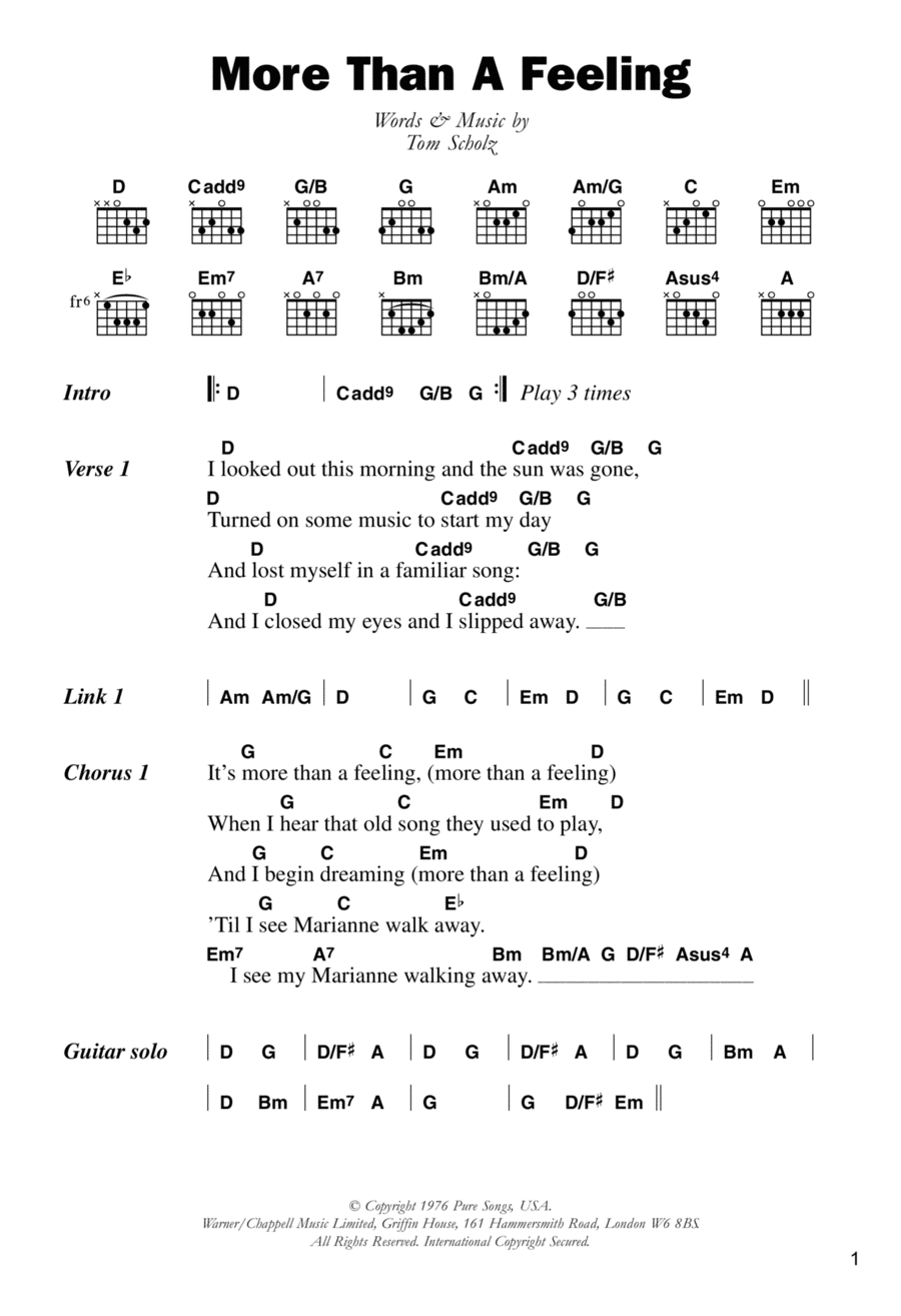 More Than A Feeling Acoustic Guitar scores gallery preview page 1