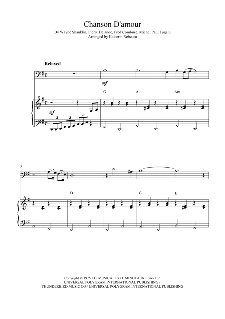 Chanson D'amour (the Ra-da-da-da-da Song) Piano scores gallery preview page 1