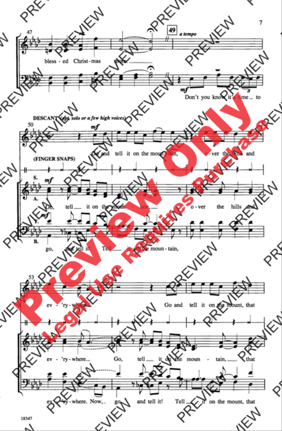 Go, Tell It on the Mountain 4-Part scores gallery preview page 7