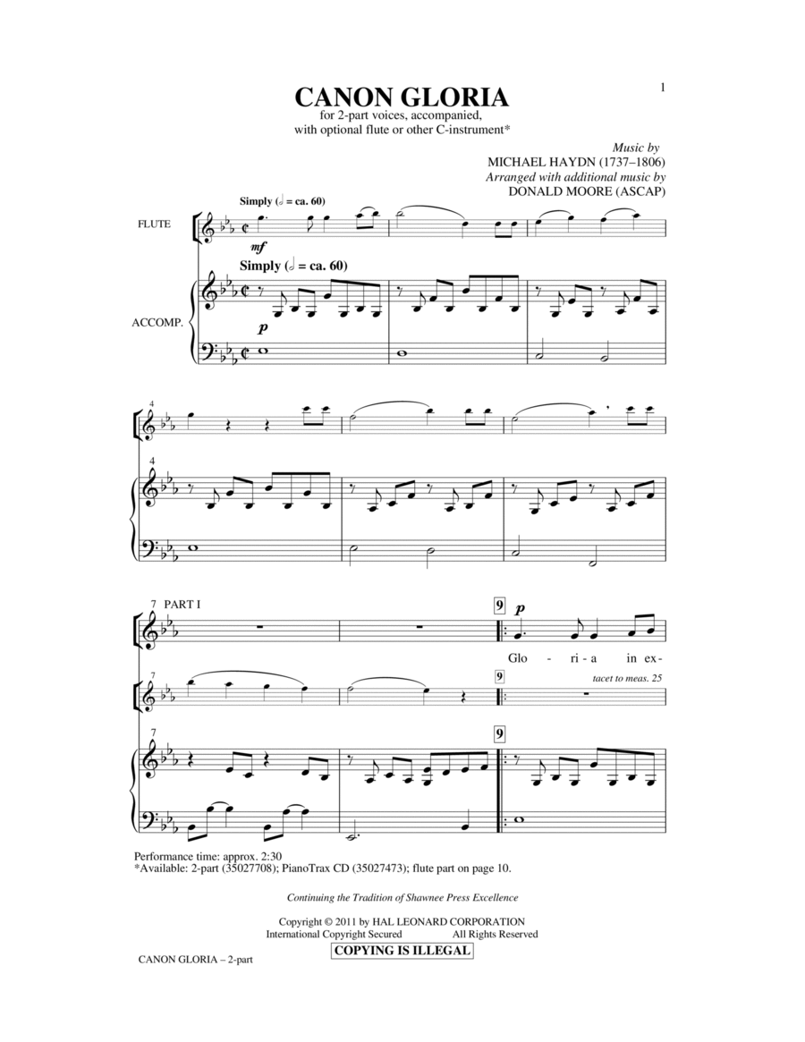 Canon Gloria Canon Gloria 2-Part scores gallery preview page 1